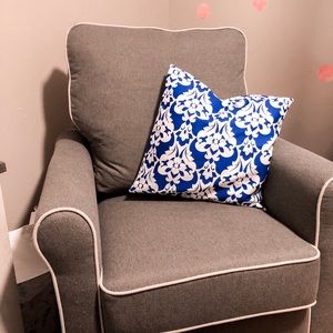 Blue and White Filigree Accent Pillow Cover